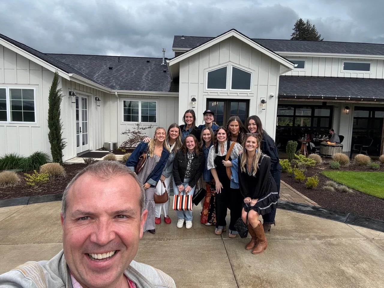 Wine tasting with friends on a KEF Van tour